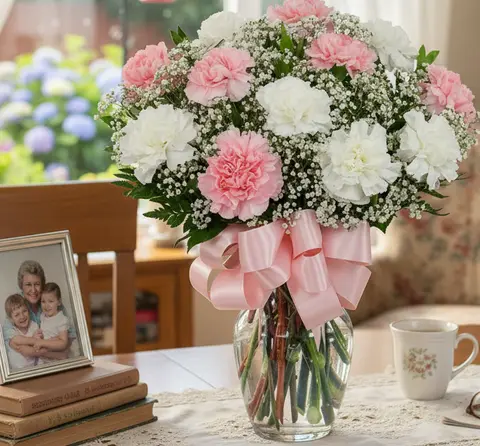 Pink & White Carnations