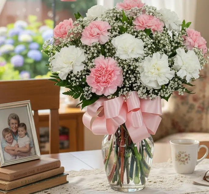 Pink & White Carnations