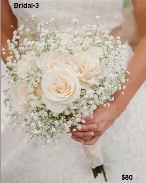 Bridal 3 — blush roses with baby's breath, $80